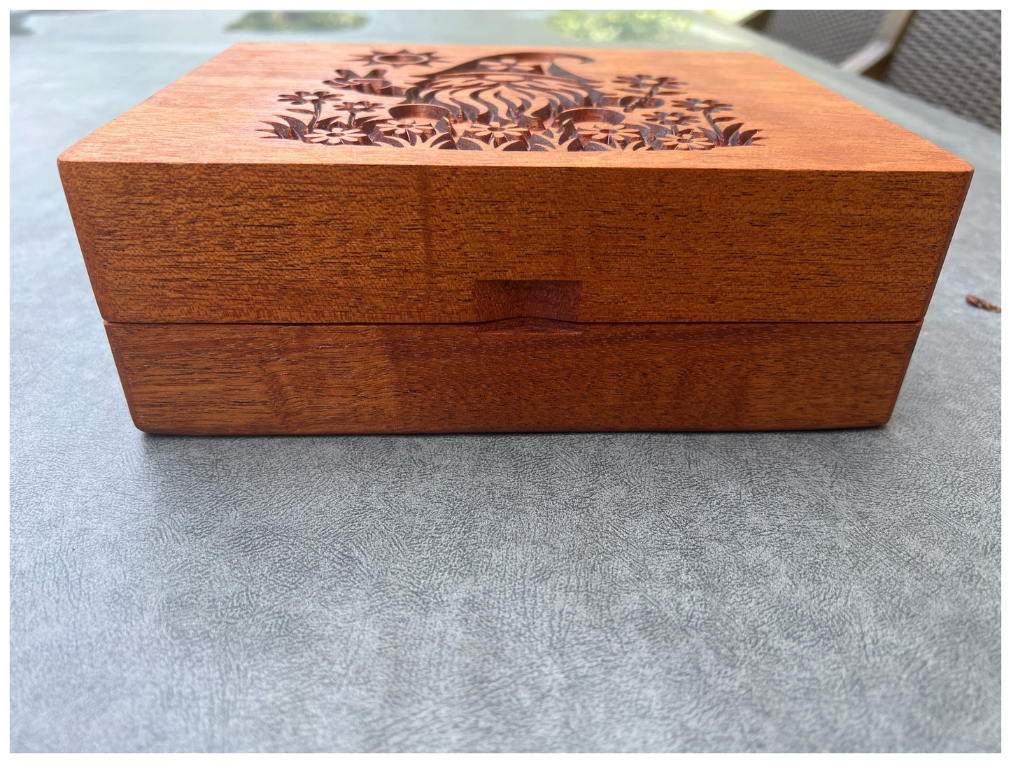 Artisan Carved Gnome Stash Box – Handcrafted Hardwood Organizer