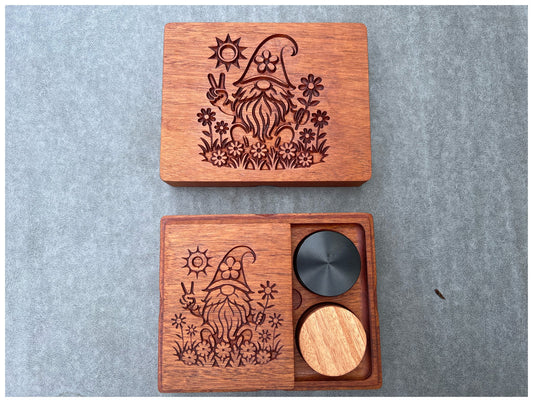 Artisan Carved Gnome Stash Box – Handcrafted Hardwood Organizer